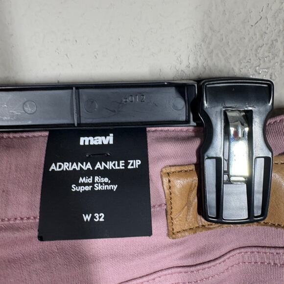 Mavi Womens 32 Adriana Ankle Zip Mid Rise Super Skinny Jeans Rose Twill Pink - Picture 11 of 13